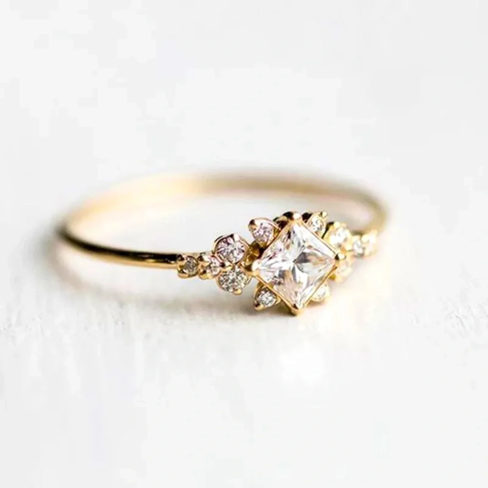 Gold Plated Dimond Simulator Minimalist Style Ring 💍